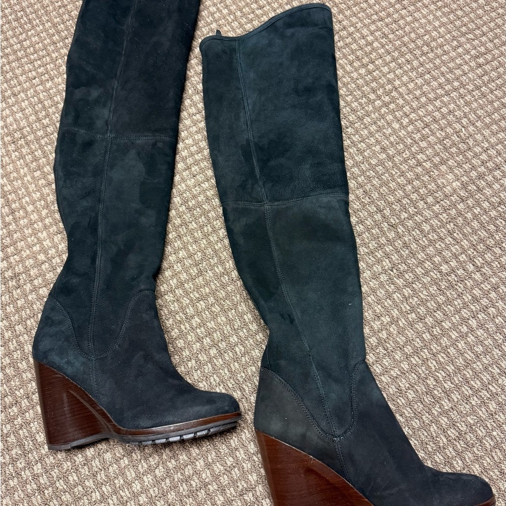 RARE UGG Fiorentina Black Over the Knee Wedge Boots Sexy Stylish Chic